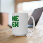 The One Garden 15oz Ceramic Mug — Retro Green Floral Coffee Cup