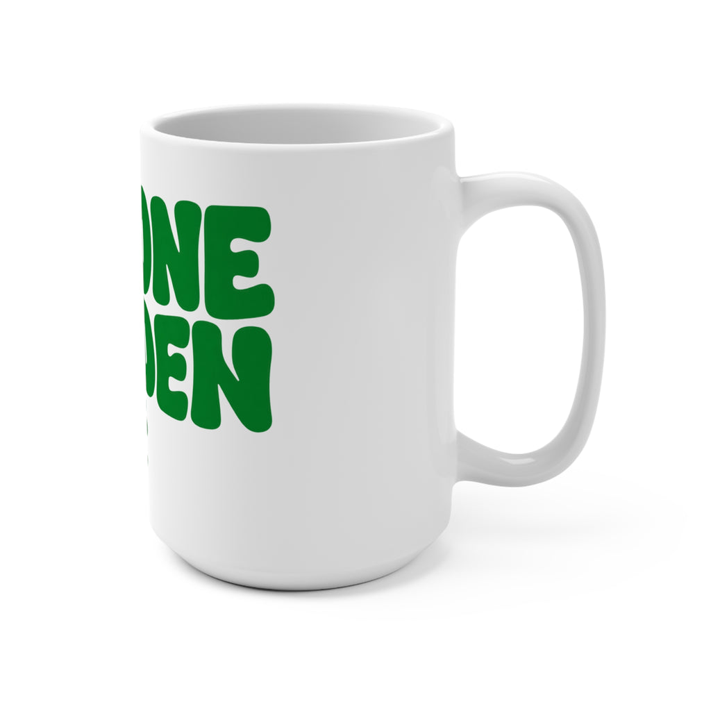 The One Garden 15oz Ceramic Mug — Retro Green Floral Coffee Cup